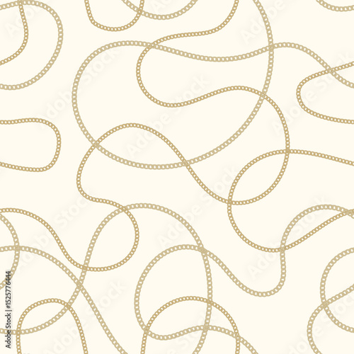 Precious metal chain seamless pattern. Jewelry vector background. Vintage fashion bijou allover print. Retro finery wallpaper.