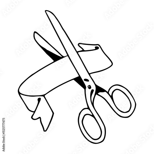 ribbon cutting scissors vector