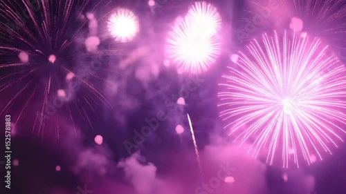 Pink fireworks spectacular night sky