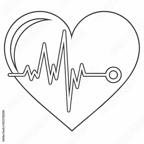 Heartbeat Line Art Graphic Perfect for Healthcare Branding Logos and Medical Designs