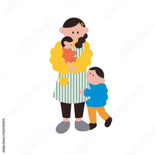 子ども達と幼稚園、保育園の先生のイラスト