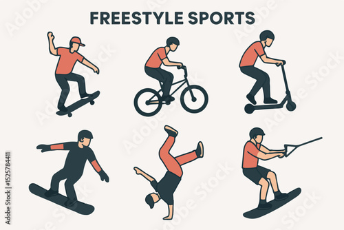 Vector Set Freestyle stunts performance sports activity
