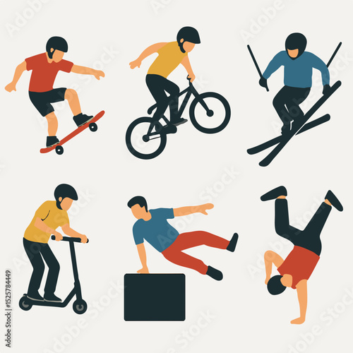 Vector Set Freestyle stunts performance sports activity