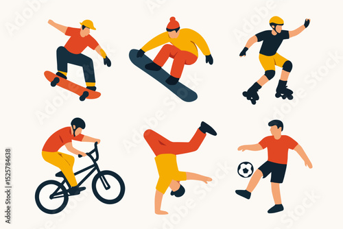 Vector Set Freestyle stunts performance sports activity