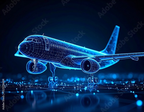 Futuristic digital airplane