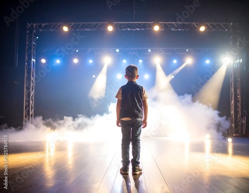 Child on stage, facing away