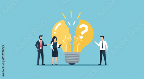 Solving problem, critical thinking root cause analysis to solution, answering question or success resolve issues, discover opportunity, creativity concept, businessman make idea from question mark.