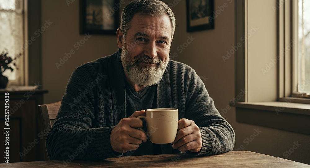 Smiling Senior Man Enjoying a Warm Drink Smiling Senior Man Enjoying a Warm Drink
