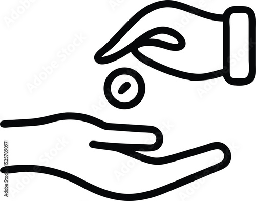 Silhouette of hand giving coin symbolizing loan financial lending concepts