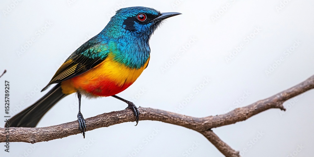Obraz premium Vibrant Superb Starling perched on a branch, showcasing its stunning plumage