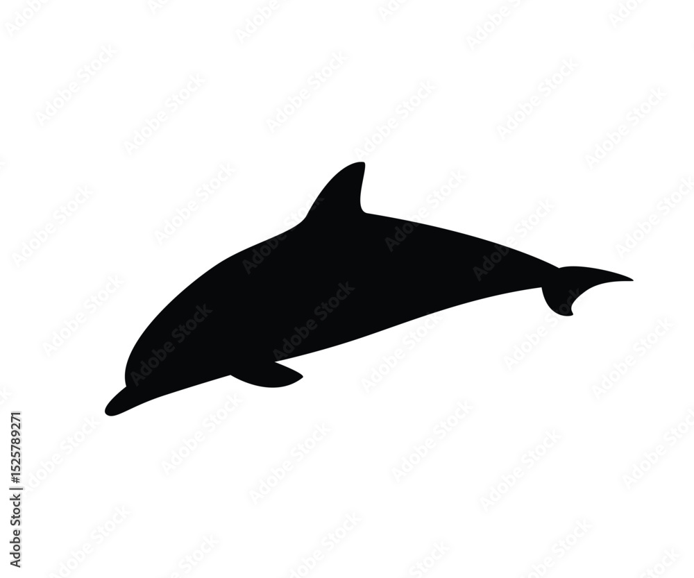 Obraz premium Dolphin silhouette black background with white isolated