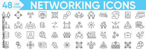 Networking icon set.community, connection, meeting, events, inclusion, collaboration, relationship, online networking and social network icons.Vector and illustrator set.