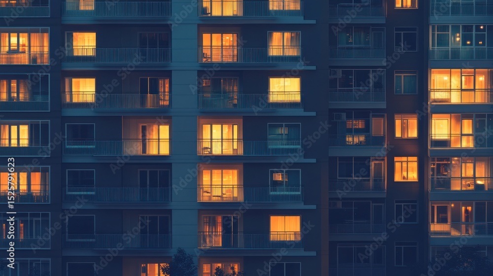 Illuminated apartment building at night Illuminated apartment building at night