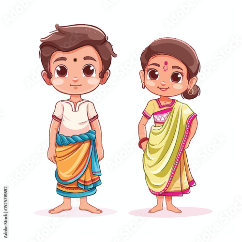 Indian Kids in Traditional Dhoti Clothing