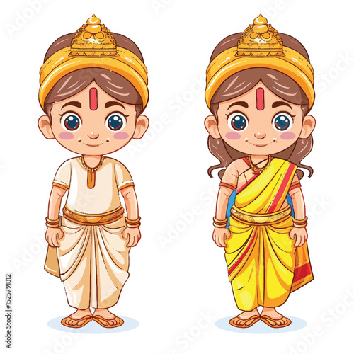 Indian Kids in Traditional Dhoti Clothing