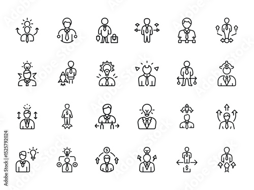 entrepreneur startup business icon elements line art vector illustration