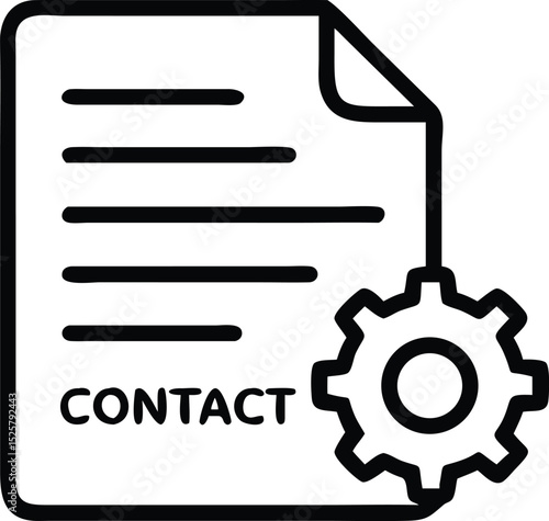 Vector silhouette design of smart contract file with gear icon for tech concepts