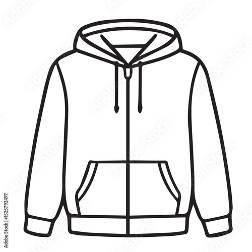 Minimalist black and white jacket illustration as a vector graphic, using only black outlines and flat shapes to convey its form clearly.

