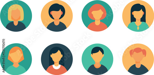 Flat Vector Illustrations A Set of Diverse Female Avatars