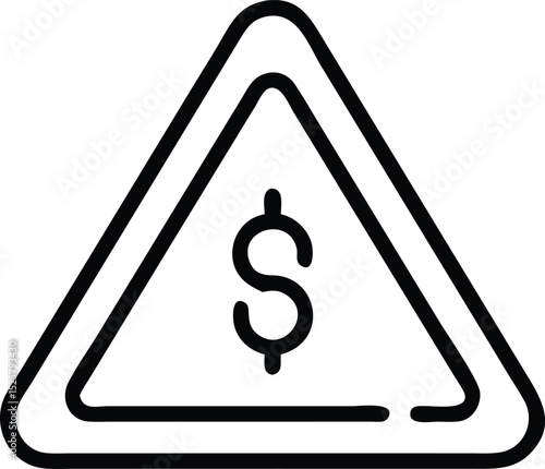Warning symbol silhouette with dollar sign represents financial penalty or risk