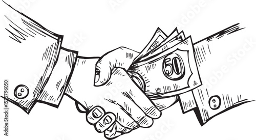 Hand drawn of stop corruption sign, vector illustration