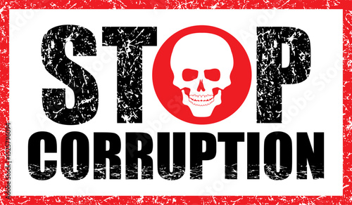 Hand drawn of stop corruption sign, vector illustration
