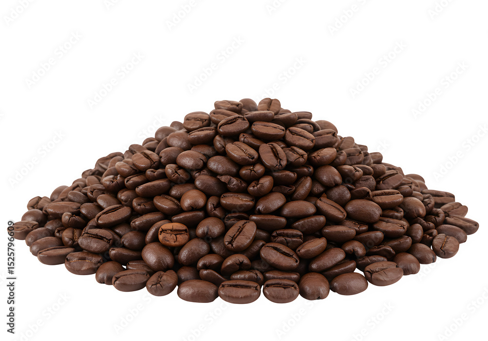 Obraz premium Coffee beans pile isolated on white or transparent background. PNG