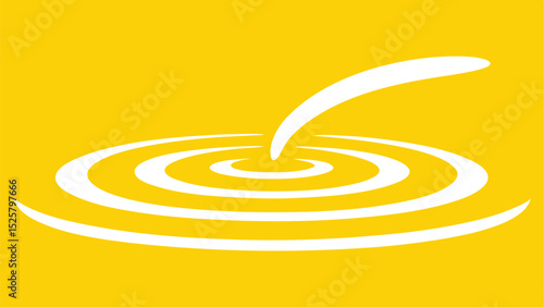 Artistic white splash and ripples abstract design on yellow background