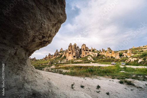 Fotografie Goreme Open-Air Museum Landscape with Fairy Chimneys in Cappadocia, Turkey
