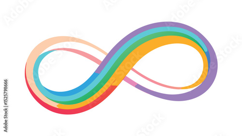 Colorful abstract infinity symbol made from rainbow colored swirls with transparency