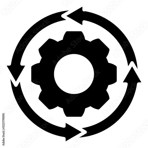 Iteration Cycle mini illustration glyph icon, use for research and development, education, industry, UI, UX kit, app and web development, digital or print.