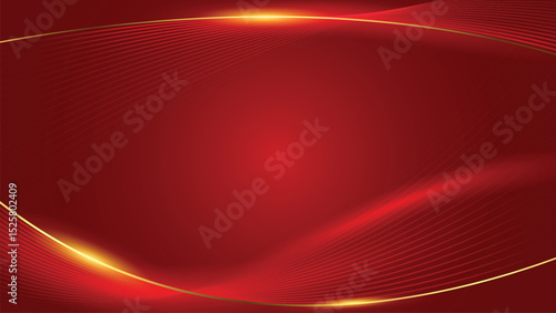 Abstract Red And Gold Background With Glowing Waves