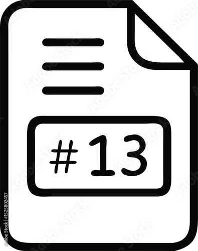 Black chapter 13 silhouette design of a document with number thirteen in transparency