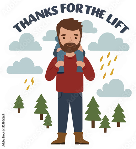 Thanks for the lift dad and kid father's day quote sticker