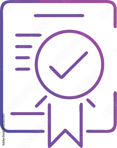 Certificate of approval with checkmark icon on a transparent background