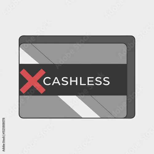 Conceptual illustration of cashless payment with credit card and forbidden sign
