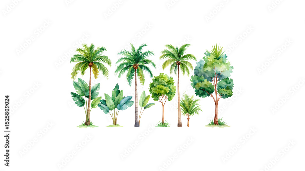 Obraz premium Green palm tree isolated on white