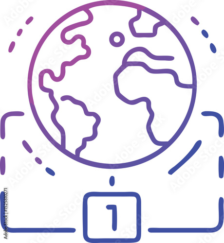 Digital global connectivity illustration depicting number one with gradient colors