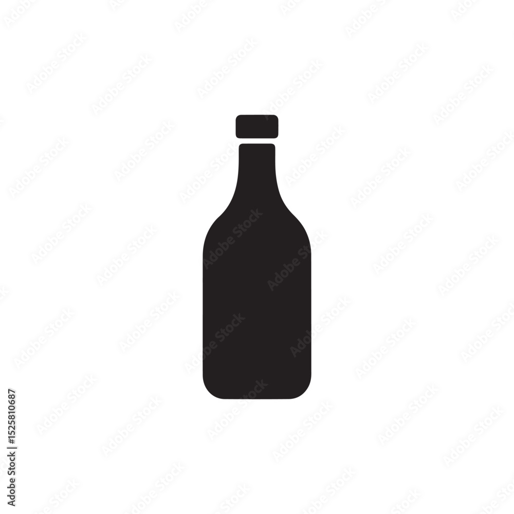 Simple Black Silhouette of a Bottle on White Background, Minimalist Design Element Simple Black Silhouette of a Bottle on White Background, Minimalist Design Element