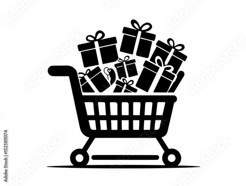 shopping cart with gift boxes