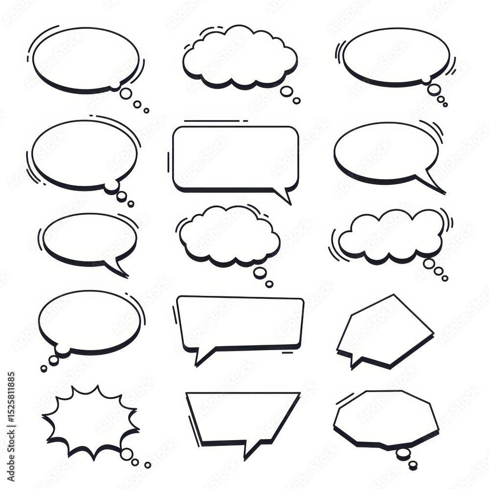 Collection of Hand Drawn Speech Bubbles and Thought Bubbles for Comics and Design Projects Collection of Hand Drawn Speech Bubbles and Thought Bubbles for Comics and Design Projects