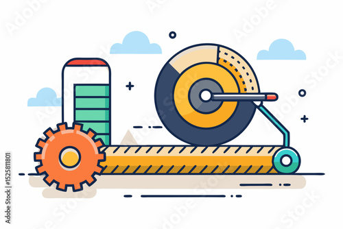 measuring wheel building site icon