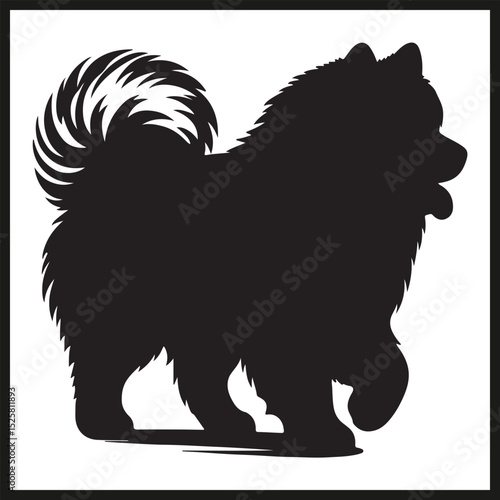A black silhouette of an Alaskan Malamute vector