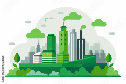 polluted city smog skyline icon