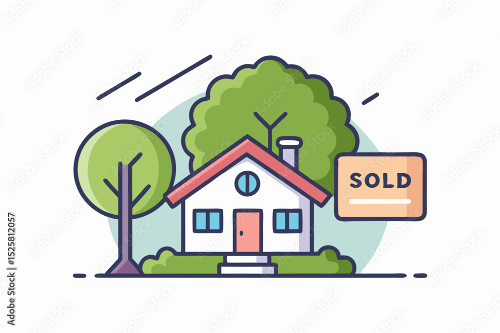 Fototapeta premium sold stamp house transaction icon