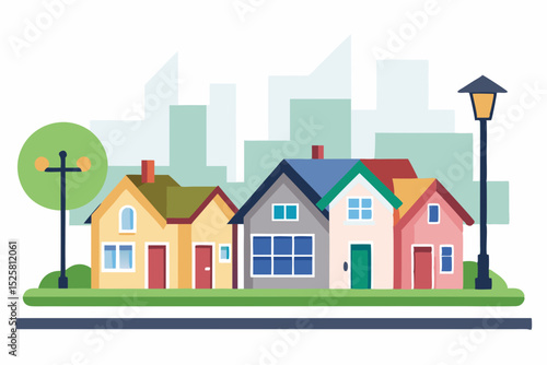 suburban street houses view