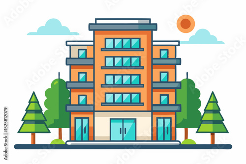 residential building multi floor trees