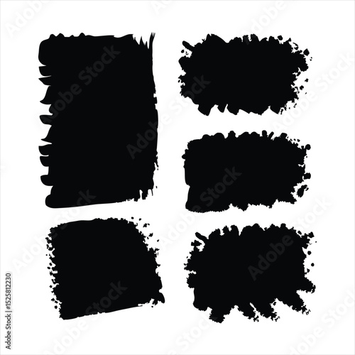 Abstract Black Brush Strokes Set: Rough Edges for Design, ai generated