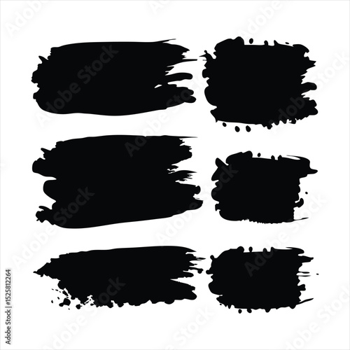 Abstract Black Brush Strokes Set: Rough Edges for Design, ai generated