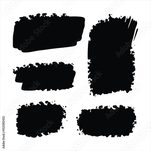 Abstract Black Brush Strokes Set: Rough Edges for Design, ai generated